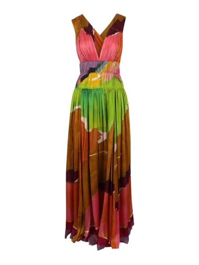 Ulla Johnson Boheme Crossover Back Gown In Nature Abhors A Vacuum In Multi