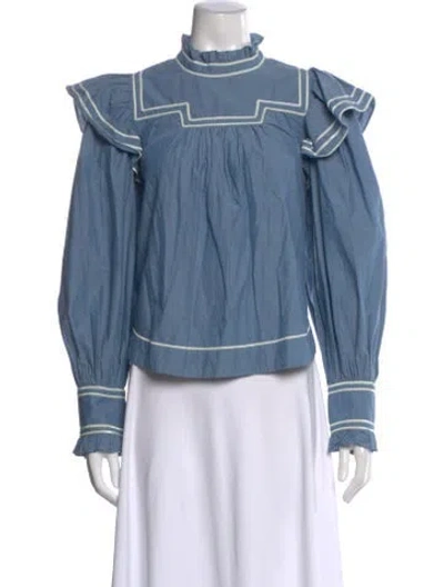 Pre-owned Ulla Johnson Long Sleeve Blouse In Blue