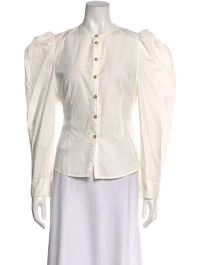 Pre-owned Ulla Johnson Long Sleeve Blouse In White
