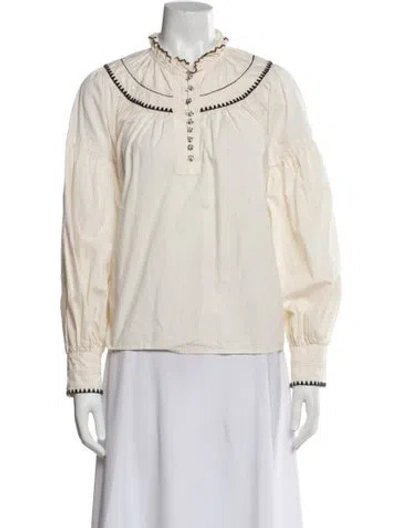 Pre-owned Ulla Johnson Long Sleeve Blouse In White