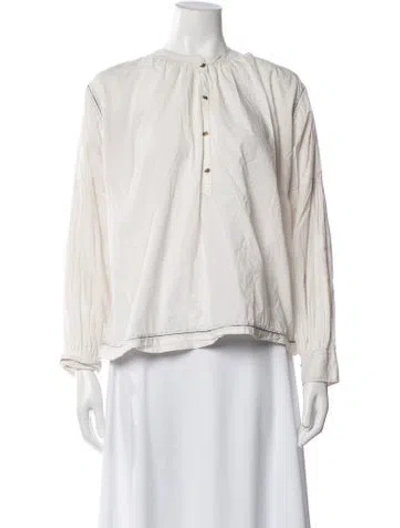Pre-owned Ulla Johnson Long Sleeve Blouse In White