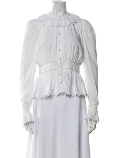 Pre-owned Ulla Johnson Long Sleeve Blouse In White