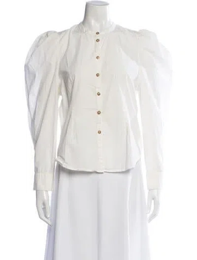 Pre-owned Ulla Johnson Long Sleeve Blouse In White