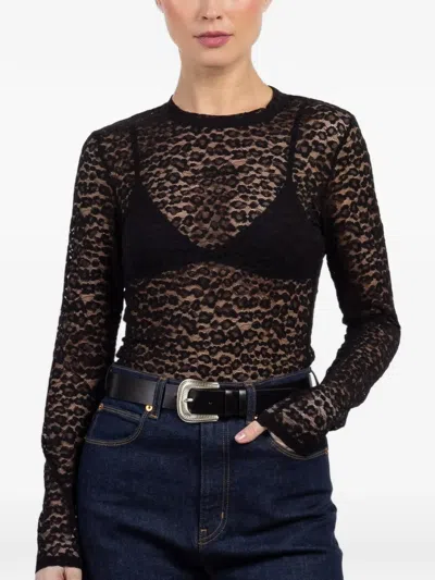 Ulla Johnson Long-sleeve Lace Top In Black