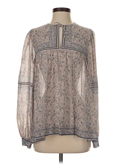 Pre-owned Ulla Johnson Long Sleeve Silk Top Gray Mock Neckline Tops