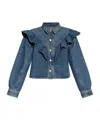 Ulla Johnson The Mathilde Ruffled Denim Shirt In Blue