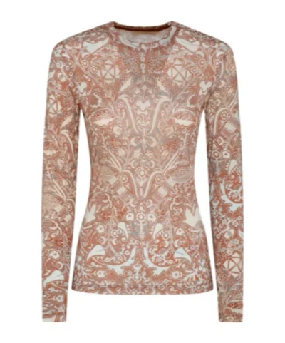 Ulla Johnson Long-sleeved Printed T-shirt In Brown