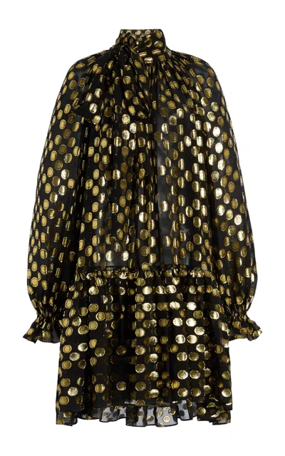 Ulla Johnson Loretta Metallic Polka Dot Silk Dress In Multi