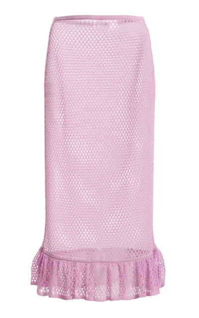 Ulla Johnson Lorna Mesh Ruffle Midi Skirt In Purple