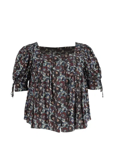 Pre-owned Ulla Johnson Lorraine Floral-print Blouse In Blue
