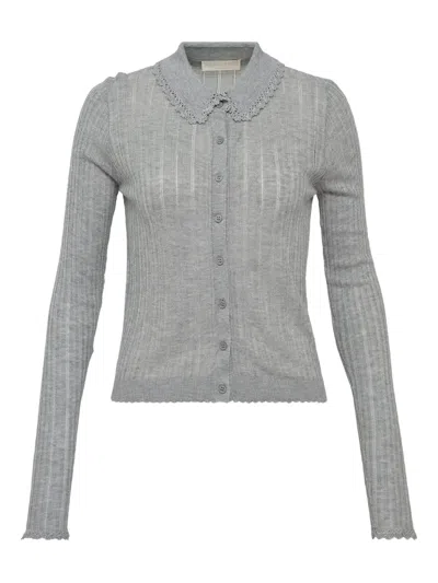 Ulla Johnson Lottie Crochet-trimmed Cardigan In Gray