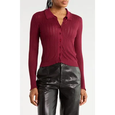 Ulla Johnson Lottie Rib Cardigan In Burgundy