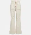 Ulla Johnson Lou Button Fly High-waisted Flared Jeans In Ivory