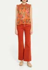 Ulla Johnson The Lou Button Fly Flare Jeans In Multi