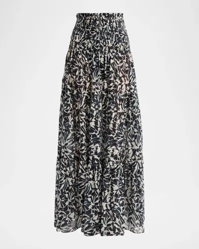 Ulla Johnson Lucca Smocked Strapless Midi Dress In Multi