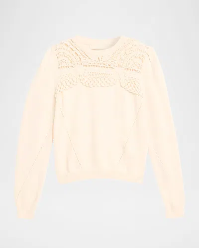 ULLA JOHNSON LUCETTE OPENWORK CREWNECK SWEATER