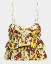 Ulla Johnson Lucia Beaded Crop Top In Acacia