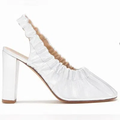 Ulla Johnson Lucia Leather Ruched High Heeled Shoes In Silver In White