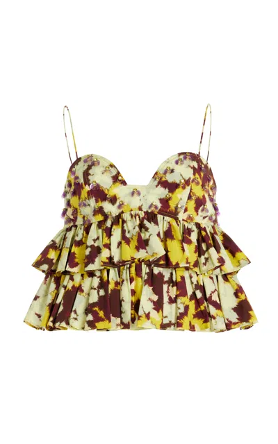 Ulla Johnson Lucia Ruffled Cotton Tank Top In Multi