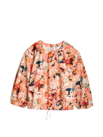 Ulla Johnson Lucie Floral-print Drawstring-hem Blouse In Multi