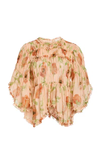 Ulla Johnson Lucile Silk Ruffle Blouse In Multi