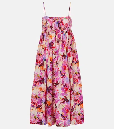 Ulla Johnson Bedrucktes Midikleid Lucille Aus Baumwolle In Azalea