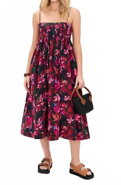 Ulla Johnson Lucille Floral Midi Dress In Hibiscus In Multi