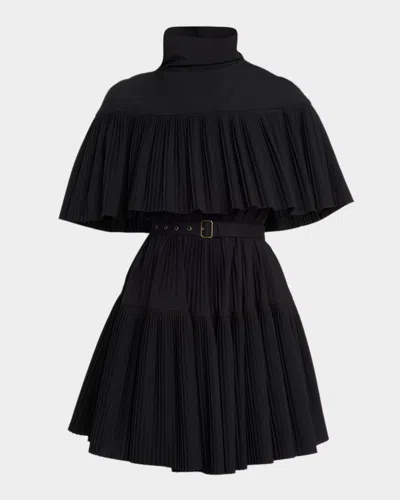 Ulla Johnson Lucille Pleated Wool Cape Dress In Black