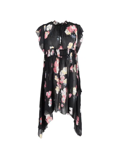 Pre-owned Ulla Johnson Luisa Floral-print Midi Dress In Black