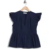 Ulla Johnson Luise Flutter Sleeve Top In Blue
