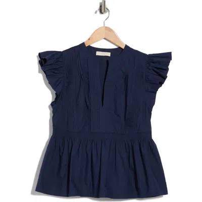 Ulla Johnson Luise Flutter Sleeve Top In Blue