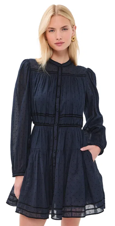 Ulla Johnson Lumi Long Sleeve Cotton Mini Dress Nightfall