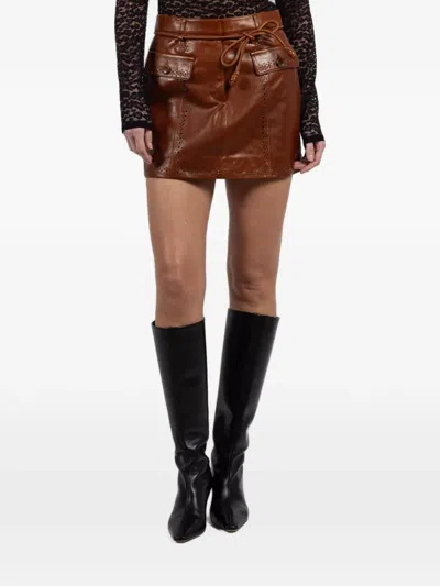 Ulla Johnson Luna Leather Mini Skirt In Red