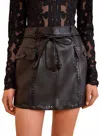 Ulla Johnson Luna Leather Mini Skirt In Noir In Black