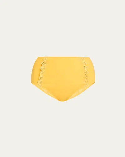 Ulla Johnson Lunaire Embroidered Bikini Bottoms In Canary