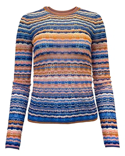 Ulla Johnson Lunaire Stripe Pointelle Knit Top In Multi