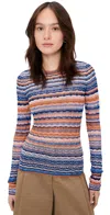 Ulla Johnson Lunaire Stripe Pointelle Knit Top In Orange