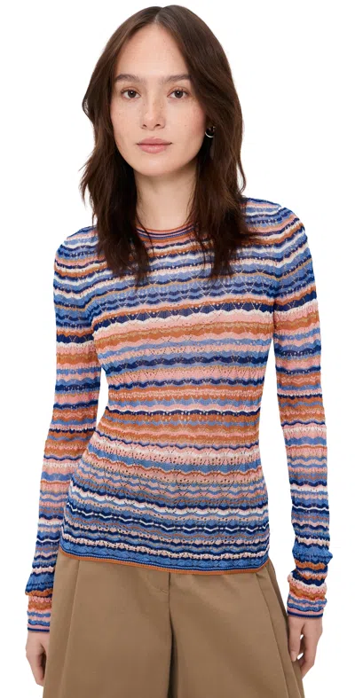 Ulla Johnson Lunaire Stripe Pointelle Knit Top In Multi