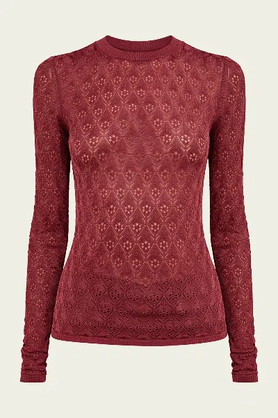 Ulla Johnson Lunaire Long-sleeve Knit Top In Fig In Burgundy