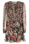 Ulla Johnson Lya Floral Silk Mini Dress In Multicolor