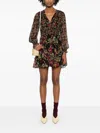 Ulla Johnson Lya Floral Silk Tiered V-neck Mini Dress In Multi