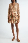 ULLA JOHNSON ULLA JOHNSON LYA PRINT LONG SLEEVE SILK DRESS