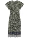 Ulla Johnson Lyria Floral Cotton-blend Midi Dress In Black