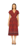 Ulla Johnson Lyria Floral Cotton Blend Midi Dress In Poppy