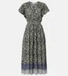 Ulla Johnson Lyria Floral Cotton-blend Midi Dress In Raven