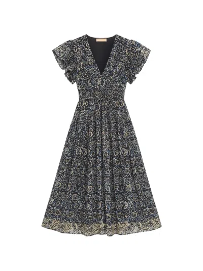 Ulla Johnson Lyria Floral-print Ruffled Midi Dress In Black