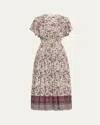 Ulla Johnson Lyria Flutter-sleeve Floral Midi Dress In Cosmos