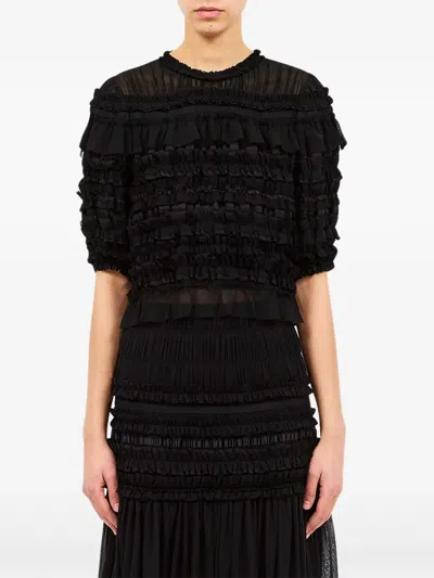 Ulla Johnson Mabel Ruffled Silk Top In Black