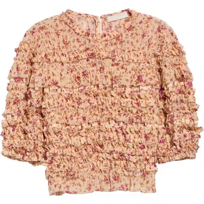 Ulla Johnson Mabel Silk Ruffle Top In Multi