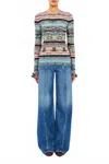 Ulla Johnson Maci Long Sleeve Knit Pullover Sweater In Azurite In Multi